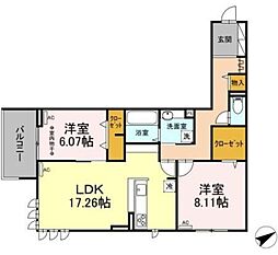 charme 2階2LDKの間取り