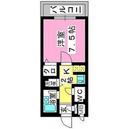 プレデュ・パルク壱番館 1Kの間取図画像