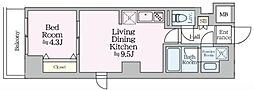 アイルグランデ亀戸 1LDKの間取図画像