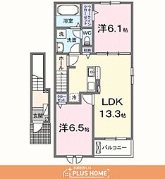 リヴェール西庄2 2LDKの間取図画像