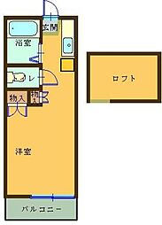 ベルポート八幡山 2階ワンルームの間取り
