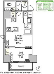 コートレジデンス南大塚 7階1LDKの間取り