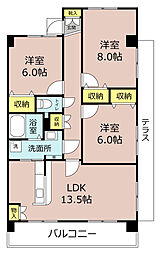 多摩都市モノレール 上北台駅 徒歩20分の賃貸マンション 1階3LDKの間取り
