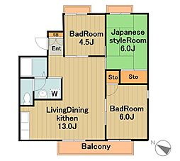 京王相模原線 京王永山駅 徒歩12分の賃貸アパート 2階3LDKの間取り