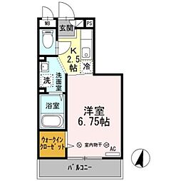 エスペランサ 1Kの間取図画像