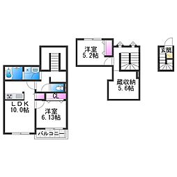 エヴァーガーデン墨江 2LDKの間取図画像