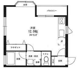 ファミーユカネコII 2階ワンルームの間取り
