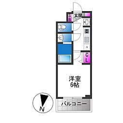 プレリス大阪今里サヴィア 1Kの間取図画像