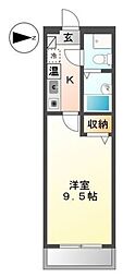 カサブランカ 1Kの間取図画像