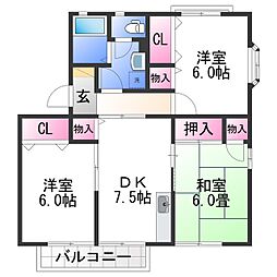 ヤマイチPLAZA　セジュール弐番館 2階3DKの間取り