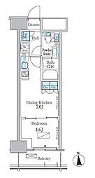 パークアクシス新宿百人町 1DKの間取図画像