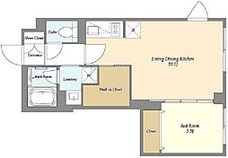 ガーデンレジデンス恵比寿 2階1LDKの間取り