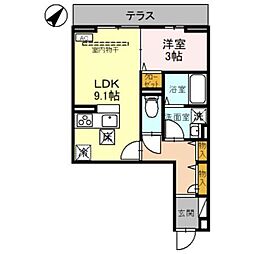 ラポーム西川口 2階1LDKの間取り