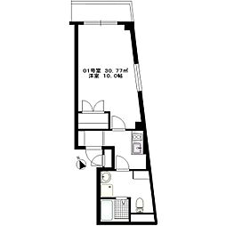 京急本線 立会川駅 徒歩3分の賃貸マンション 4階1Kの間取り