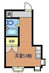ラピュタ萩原 1階ワンルームの間取り