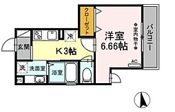 セレスティン三軒茶屋 3階1Kの間取り