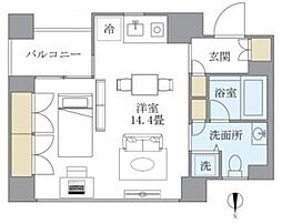 KDXレジデンス南麻布 3階ワンルームの間取り
