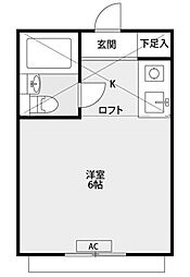 メゾンK早稲田 1階ワンルームの間取り