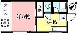 ヤマニアパートメント 1Kの間取図画像