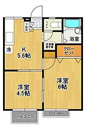 エステートピア五百渕 2階2Kの間取り