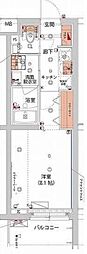 ハーモニーレジデンス新宿ザノース 1Kの間取図画像