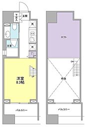 パークフラッツ中目黒 7階ワンルームの間取り