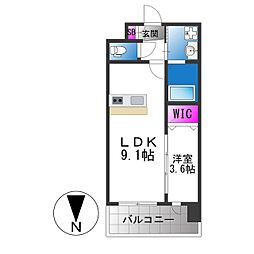 D.Clarest長田駅前 1LDKの間取図画像