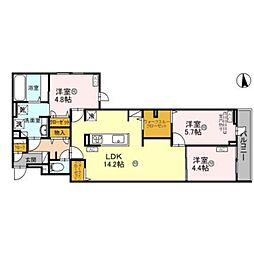 プランドール文の里 2階/-