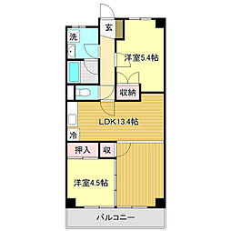 高須スカイハイツ 2LDKの間取図画像