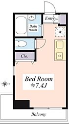 プランドール鶴見 2階ワンルームの間取り