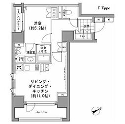 パークハビオ八丁堀 10階1LDKの間取り