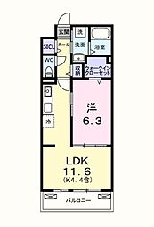 キー ウェスト 1LDKの間取図画像
