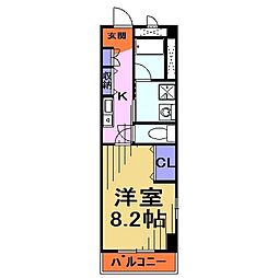 アクアメゾン 1Kの間取図画像