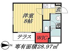 ディアレストステージ船橋 1Kの間取図画像