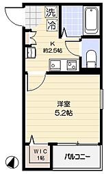 リレア赤羽 2階1Kの間取り