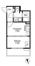 グランパセオ市谷仲之町 4階1DKの間取り