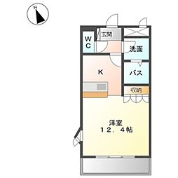 JR和歌山線 岩出駅 3.4kmの賃貸アパート 2階1Kの間取り