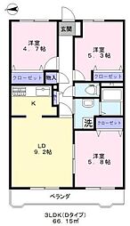 ランドロードUA棟 3LDKの間取図画像