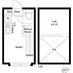 ハーモニーテラス高井戸西 2階ワンルームの間取り
