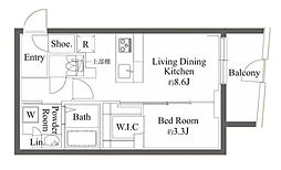 目黒区南2丁目マンション 1LDKの間取図画像