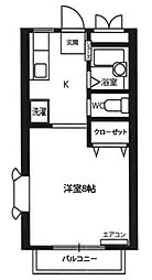 プログレス池尻 2階1Kの間取り