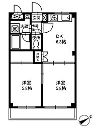 マンションルピナス 2DKの間取図画像