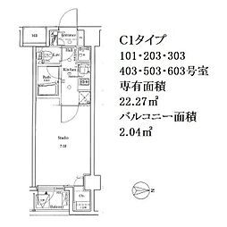 セントパレス王子 1Kの間取図画像