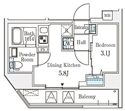 クラリティア文京湯島 4階1DKの間取り