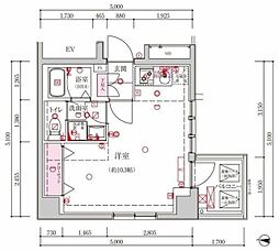 ベルシード新大橋 4階ワンルームの間取り