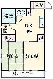 第一コーポムラハシ 2階2DKの間取り