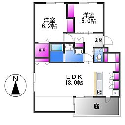 Helena　GARDEN玉串元町III 1階2LDKの間取り