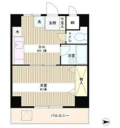 陽光ハイツ北上野 1DKの間取図画像