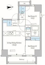 アーバネックス上野元浅草 8階2LDKの間取り