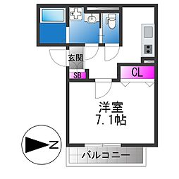 INOVE吉松 1Kの間取図画像